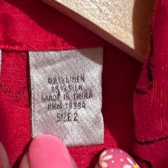 Chicos Red/Black Print linen Silk Button Blouse - Size 2 or‎ medium - Picture 6 of 9